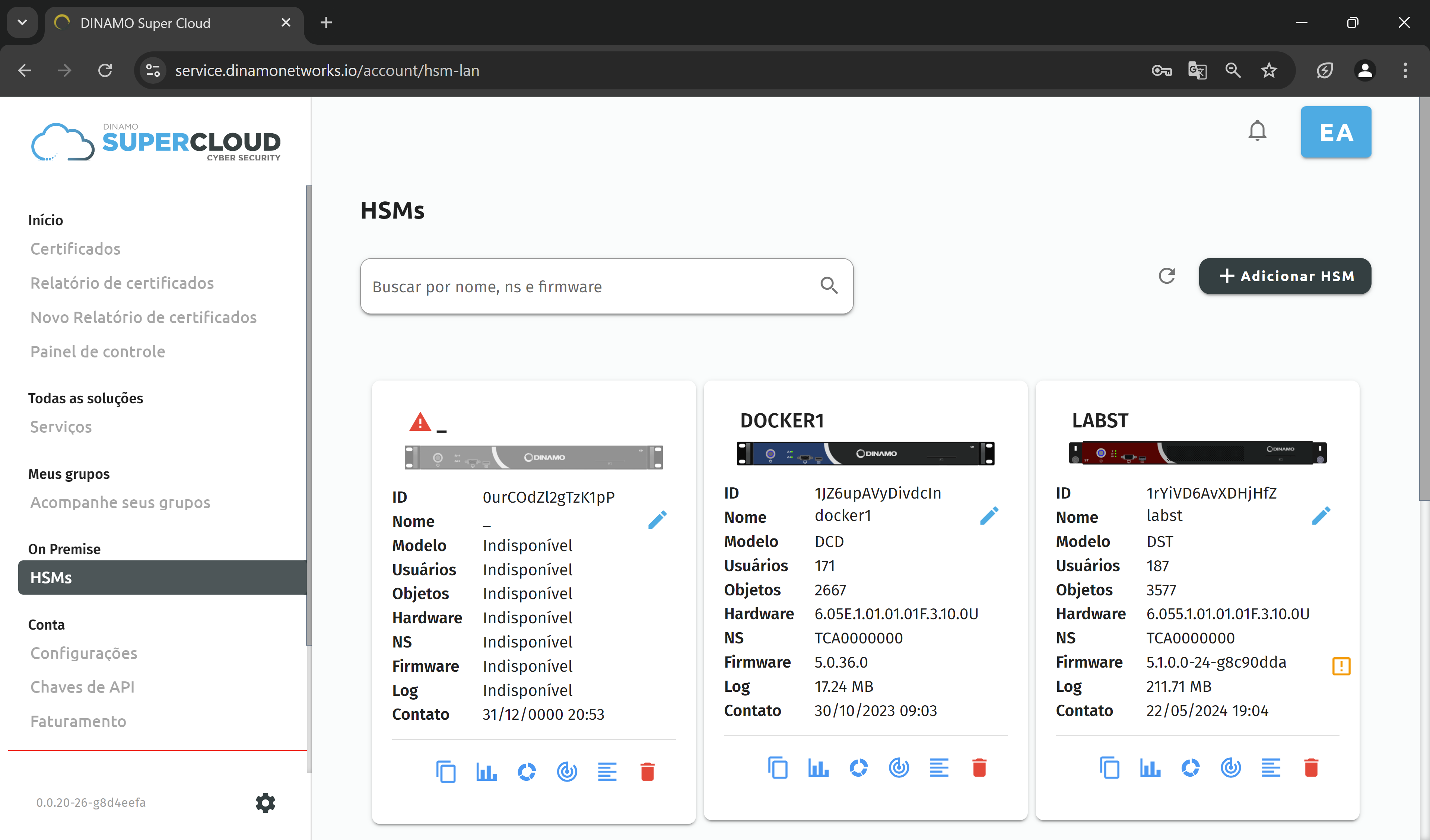 Página de consola HTTP para enlazar con la plataforma en nube