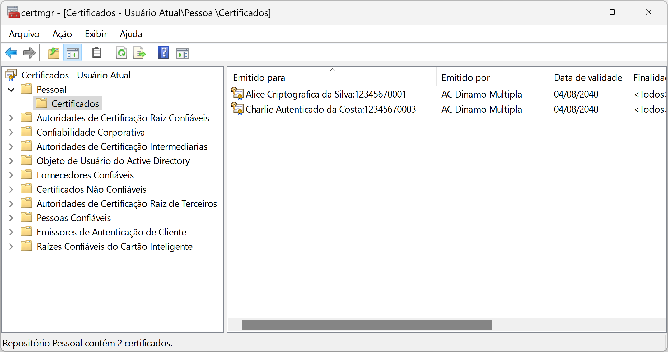 Administrador de certificados de Windows